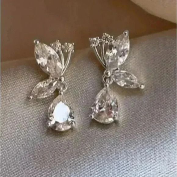 Elegant Silver Crystal Drop Earrings - Picture 1 of 3
